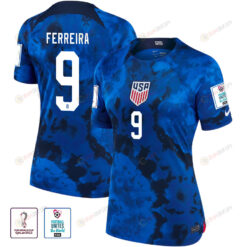 USA National Team FIFA World Cup Qatar 2022 Patch Ferreira 9 - Away Women Jersey