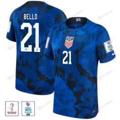 USA National Team FIFA World Cup Qatar 2022 Patch George Bello 21 Away Men Jersey