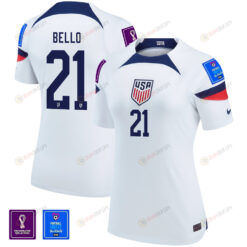 USA National Team FIFA World Cup Qatar 2022 Patch George Bello 21 Home Women Jersey