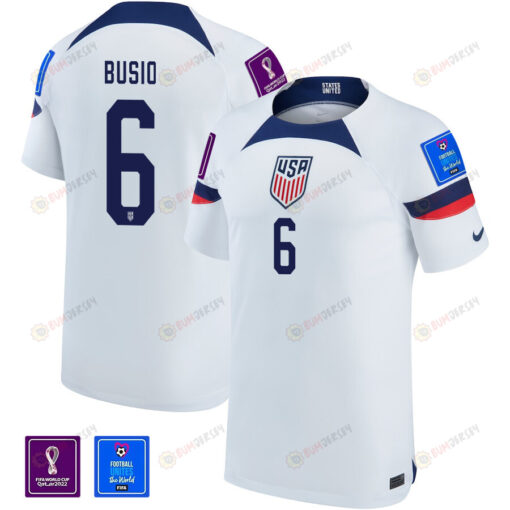 USA National Team FIFA World Cup Qatar 2022 Patch Gianluca Busio 6 - Home Youth Jersey