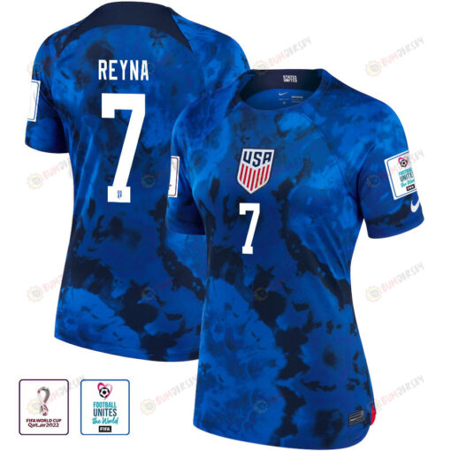 USA National Team FIFA World Cup Qatar 2022 Patch Giovanni Reyna 7 - Away Women Jersey