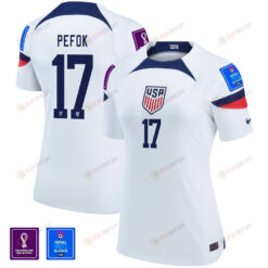 USA National Team FIFA World Cup Qatar 2022 Patch Jordan Pefok 17 Home Women Jersey