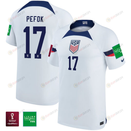 USA National Team FIFA World Cup Qatar 2022 Patch Jordan Pefok 17 - Home Youth Jersey
