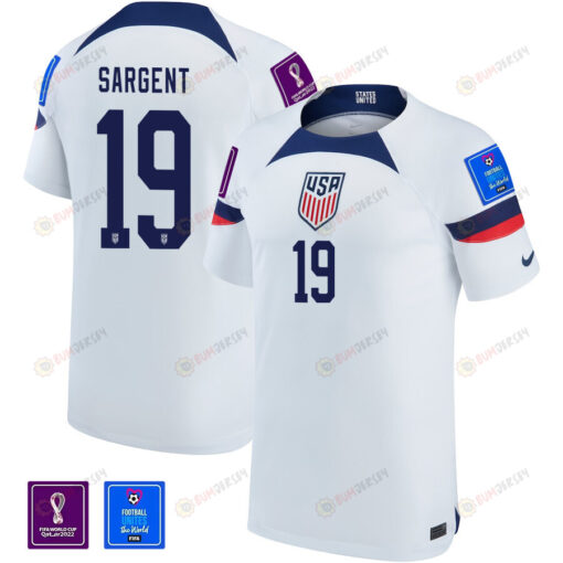 USA National Team FIFA World Cup Qatar 2022 Patch Josh Sargent 19 Home Men Jersey