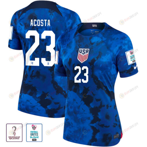 USA National Team FIFA World Cup Qatar 2022 Patch Kellyn Acosta 23 - Away Women Jersey