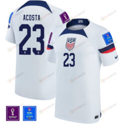 USA National Team FIFA World Cup Qatar 2022 Patch Kellyn Acosta 23 Home Men Jersey