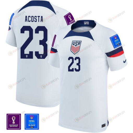 USA National Team FIFA World Cup Qatar 2022 Patch Kellyn Acosta 23 - Home Youth Jersey