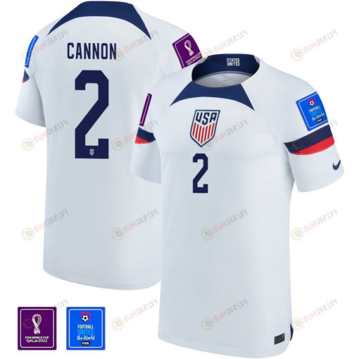 USA National Team FIFA World Cup Qatar 2022 Patch Reggie Cannon 2 Home Men Jersey