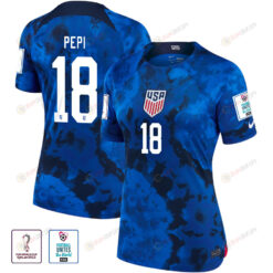 USA National Team FIFA World Cup Qatar 2022 Patch Ricardo Pepi 18 - Away Women Jersey