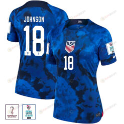 USA National Team FIFA World Cup Qatar 2022 Patch Sean Johnson 18 - Away Women Jersey