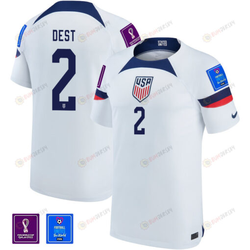 USA National Team FIFA World Cup Qatar 2022 Patch Sergi?o Dest 2 Home Jersey