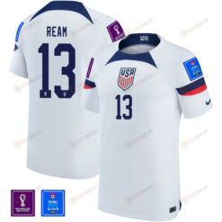 USA National Team FIFA World Cup Qatar 2022 Patch Tim Ream 13 Home Men Jersey