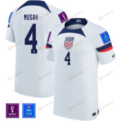USA National Team FIFA World Cup Qatar 2022 Patch Yunus Musah 4 Home Men Jersey