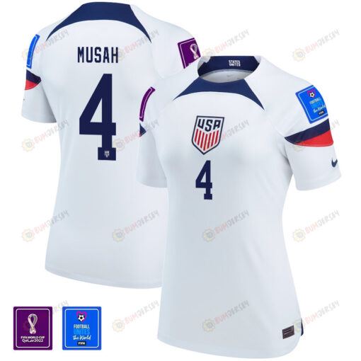 USA National Team FIFA World Cup Qatar 2022 Patch Yunus Musah 4 Home Women Jersey