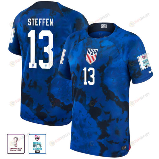 USA National Team FIFA World Cup Qatar 2022 Patch Zack Steffen 13 Away Men Jersey