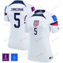 USA National Team FIFA World Cup Qatar 2022 Patch Zimmerman 5 Home Women Jersey