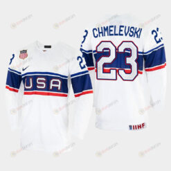 USA Sasha Chmelevski 23 2022 IIHF World Championship White Home Jersey