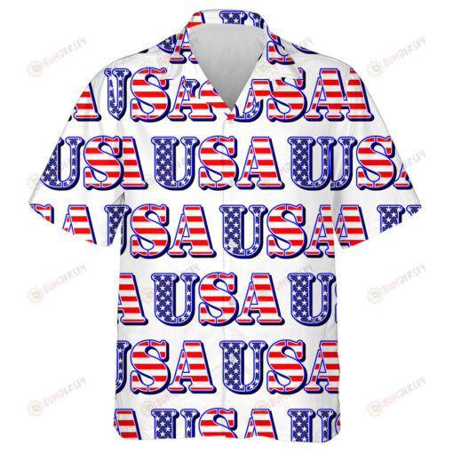 USA Sign With Stripes And Stars For Patriotic Pattern Hawaiian Shirt
