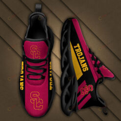 USC Trojans Logo Black Stripe Pattern 3D Max Soul Sneaker Shoes In Red