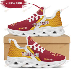 USC Trojans Logo Custom Name Pattern 3D Max Soul Sneaker Shoes In Red And Yellow