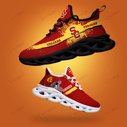 USC Trojans Logo Helmet And Splatter Pattern 3D Max Soul Sneaker Shoes