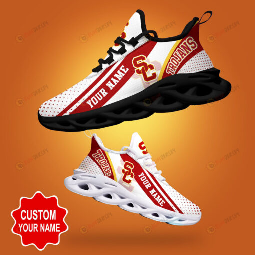 USC Trojans Logo Shadow Logo Polka Dot Pattern Custom Name 3D Max Soul Sneaker Shoes