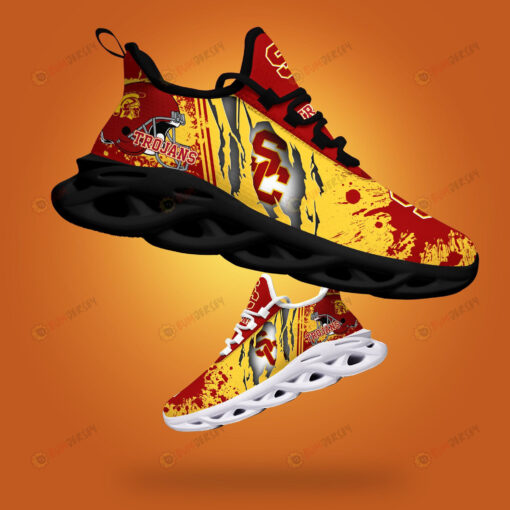 USC Trojans Logo Torn And Splatter Pattern 3D Max Soul Sneaker Shoes