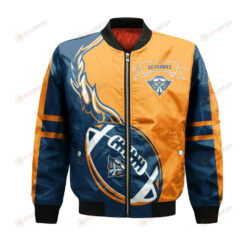 UT Martin Skyhawks Bomber Jacket 3D Printed Flame Ball Pattern