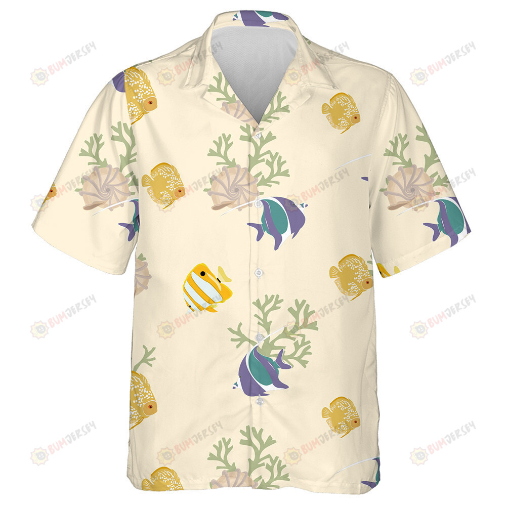 Underwater World With Beautiful Fish And Coral On Beige Design Hawaiian Shirt