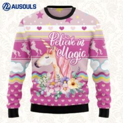 Unicorn Believe In Magic Ugly Sweaters For Men Women Unisex