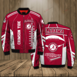 Unique NCAA Alabama Crimson Tide Red And White Bomber Jacket 3D Printed