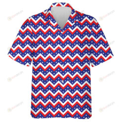 United States Colors Stars Zigzag Pattern Hawaiian Shirt