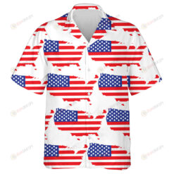 United States Of America Flag Map On White Background Hawaiian Shirt