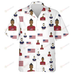 United States Of America Pattern With Flag And People Hawaiian Shirt