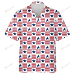 Usa Patriotic Panoramic Check Pattern With Stripes And Stars Hawaiian Shirt