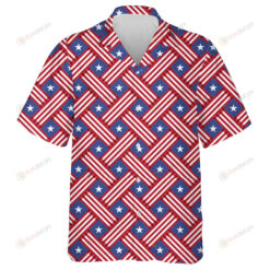 Usa Stars Independence Day Crisscross Pattern Hawaiian Shirt