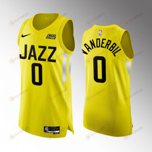 Utah Jazz 0 Jarred Vanderbilt Yellow Jersey 2022-23 Icon Edition