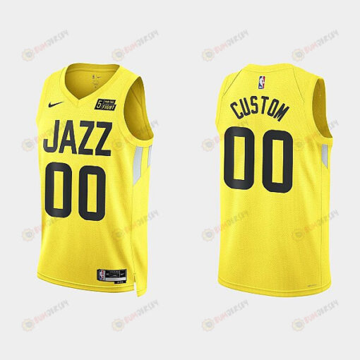 Utah Jazz 00 Custom 2022-23 Icon Edition Yellow Men Jersey