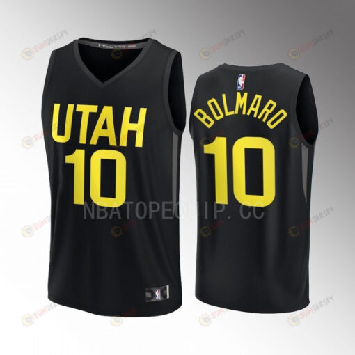 Utah Jazz 10 Leandro Bolmaro Statement Edition Men Jersey 2022-23 Fast Break Player Black