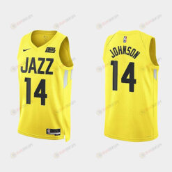 Utah Jazz 14 Stanley Johnson Icon Edition Yellow Men Jersey 2022-23