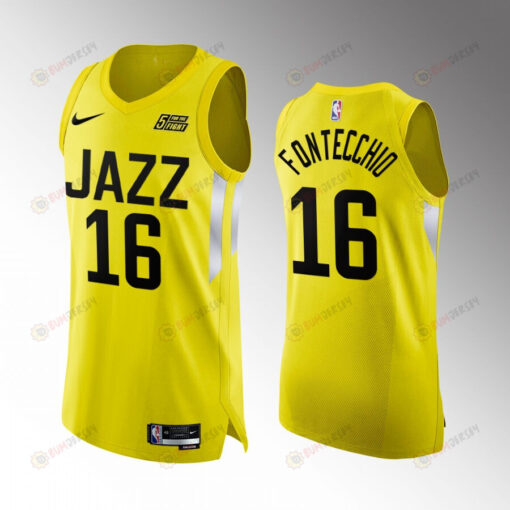 Utah Jazz 16 Simone Fontecchio Yellow Jersey 2022-23 Icon Edition