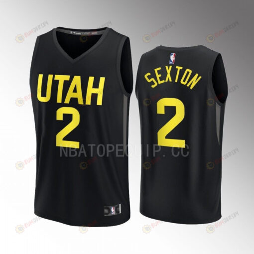 Utah Jazz 2 Collin Sexton Statement Edition Men Jersey 2022-23 Fast Break Player Black