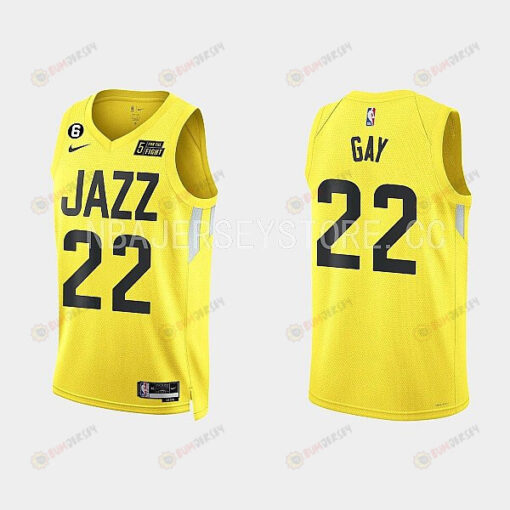 Utah Jazz 22 Rudy Gay 2022-23 Icon Edition Yellow Men Jersey