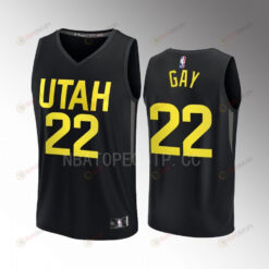 Utah Jazz 22 Rudy Gay Statement Edition Men Jersey 2022-23 Fast Break Player Black