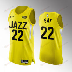 Utah Jazz 22 Rudy Gay Yellow Jersey 2022-23 Icon Edition