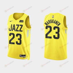 Utah Jazz 23 Lauri Markkanen Icon Edition Yellow Men Jersey 2022-23