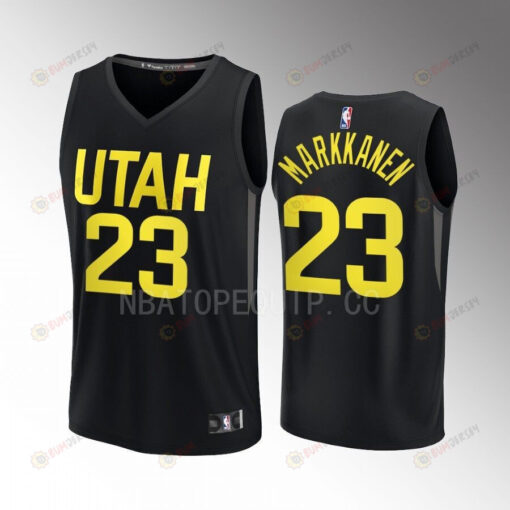 Utah Jazz 23 Lauri Markkanen Statement Edition Men Jersey 2022-23 Fast Break Player Black