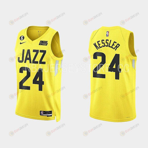 Utah Jazz 24 Walker Kessler Icon Edition Yellow Men Jersey 2022-23