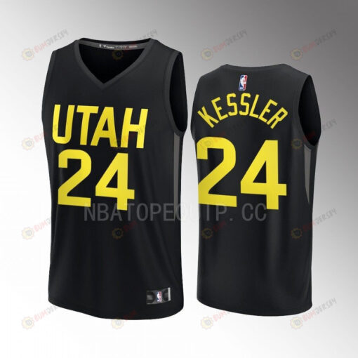 Utah Jazz 24 Walker Kessler Statement Edition Men Jersey 2022-23 Fast Break Player Black