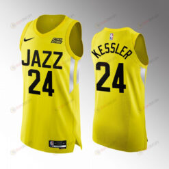 Utah Jazz 24 Walker Kessler Yellow Jersey 2022-23 Icon Edition